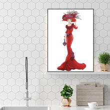 Load image into Gallery viewer, Diamond Painting - Partial Special Shaped - Lady in red dress (30*60cm)