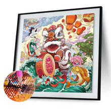 Load image into Gallery viewer, Lion Dance 30*30cm(canvas) full round drill diamond painting