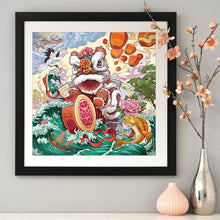 Load image into Gallery viewer, Lion Dance 30*30cm(canvas) full round drill diamond painting