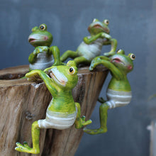 Load image into Gallery viewer, 4pcs Hanging Cartoon Climbing Frog Statues 3D Resin Animal Figurine Craft