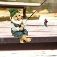 Load image into Gallery viewer, Garden Gnome Statue Resin Fishing Dwarf Elf Figurines Yard Lawn Outdoor