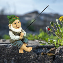 Load image into Gallery viewer, Garden Gnome Statue Resin Fishing Dwarf Elf Figurines Yard Lawn Outdoor