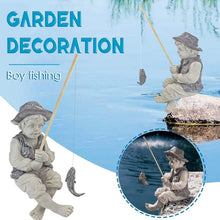Load image into Gallery viewer, Garden Statue Resin Fisherman Gone Fishing Boy Garden Sculpture Ornaments