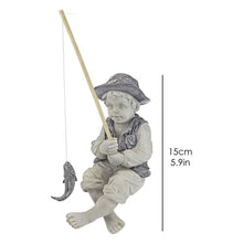 Load image into Gallery viewer, Garden Statue Resin Fisherman Gone Fishing Boy Garden Sculpture Ornaments