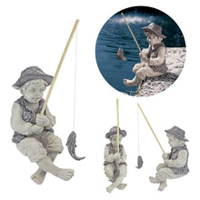 Load image into Gallery viewer, Garden Statue Resin Fisherman Gone Fishing Boy Garden Sculpture Ornaments