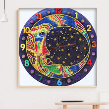 Load image into Gallery viewer, DIY Part Special Shaped Diamond Clock 5D Mosaic Painting Kit (Moon DZ611)
