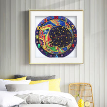 Load image into Gallery viewer, DIY Part Special Shaped Diamond Clock 5D Mosaic Painting Kit (Moon DZ611)