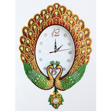 Load image into Gallery viewer, DIY Part Special Shaped Diamond Clock Mosaic Painting Kit (Peafowl 2 DZ621)