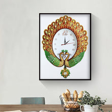 Load image into Gallery viewer, DIY Part Special Shaped Diamond Clock Mosaic Painting Kit (Peafowl 2 DZ621)