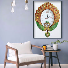 Load image into Gallery viewer, DIY Part Special Shaped Diamond Clock Mosaic Painting Kit (Peafowl 2 DZ621)