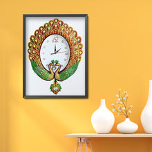 Load image into Gallery viewer, DIY Part Special Shaped Diamond Clock Mosaic Painting Kit (Peafowl 2 DZ621)