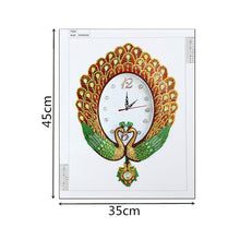 Load image into Gallery viewer, DIY Part Special Shaped Diamond Clock Mosaic Painting Kit (Peafowl 2 DZ621)