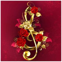 Load image into Gallery viewer, Diamond Painting - Full Round - Goldplated Rose Flower (30*30cm)
