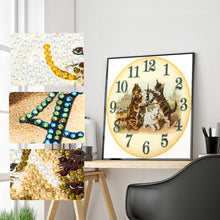 Load image into Gallery viewer, Cat Clock Mosaic Part Special Shape Diamond DIY Painting Kit Gifts (DZ652)