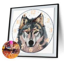 Load image into Gallery viewer, Wolf Clock Mosaic Part Special Shape Diamond DIY Painting Kit Gifts (DZ653)