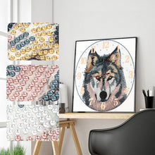 Load image into Gallery viewer, Wolf Clock Mosaic Part Special Shape Diamond DIY Painting Kit Gifts (DZ653)
