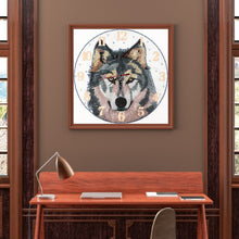 Load image into Gallery viewer, Wolf Clock Mosaic Part Special Shape Diamond DIY Painting Kit Gifts (DZ653)