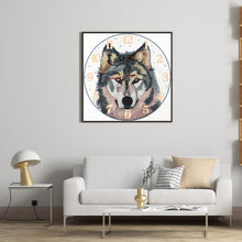 Load image into Gallery viewer, Wolf Clock Mosaic Part Special Shape Diamond DIY Painting Kit Gifts (DZ653)