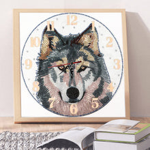 Load image into Gallery viewer, Wolf Clock Mosaic Part Special Shape Diamond DIY Painting Kit Gifts (DZ653)