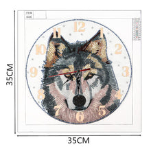 Load image into Gallery viewer, Wolf Clock Mosaic Part Special Shape Diamond DIY Painting Kit Gifts (DZ653)