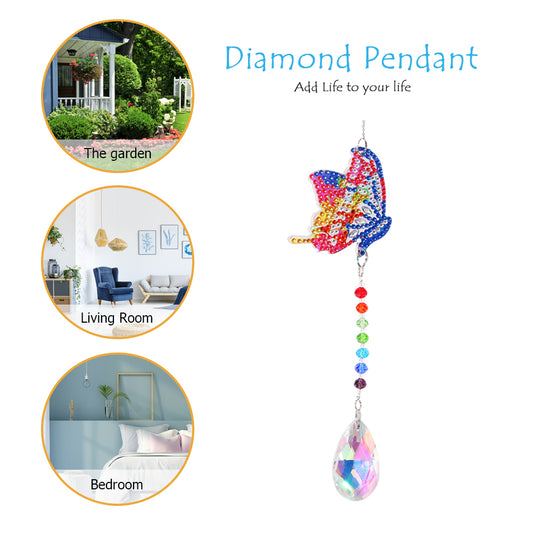 DIY 5D Mosaic Sun Catcher Diamond Painting Window Wind Chime (Butterfly)