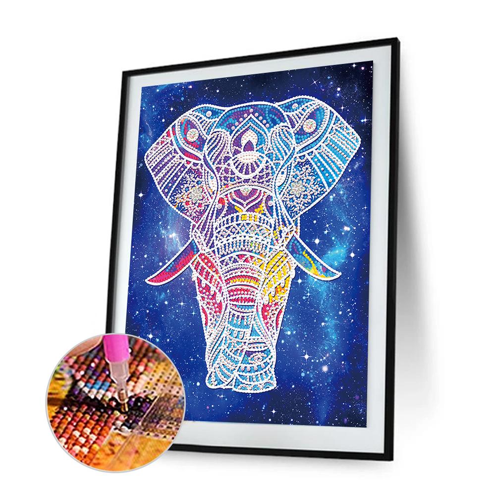 Animal Elephant Luminous 40*30CM(Canvas) Beautiful Special Shaped Drill Diamond Painting