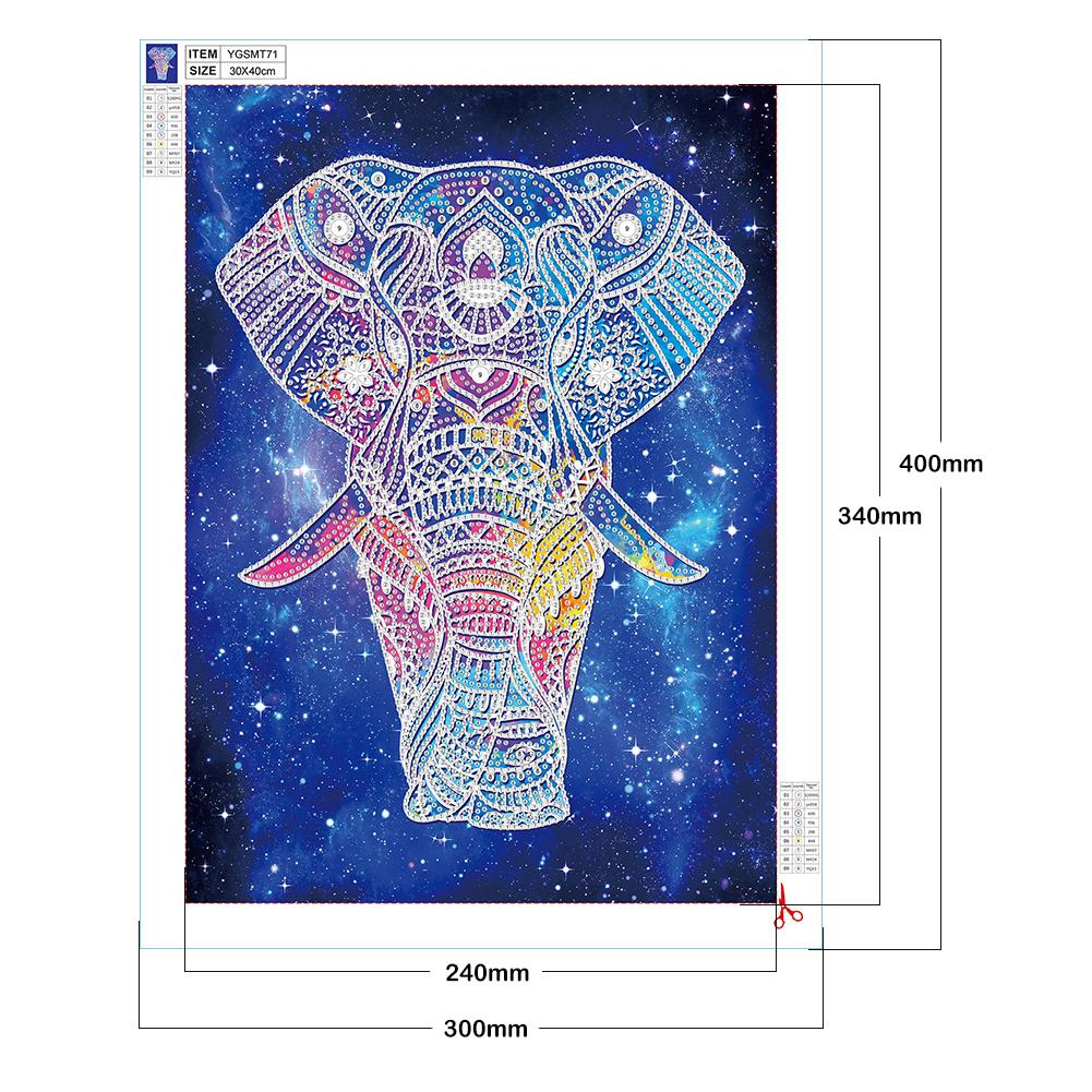 Animal Elephant Luminous 40*30CM(Canvas) Beautiful Special Shaped Drill Diamond Painting