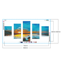 Load image into Gallery viewer, Seaside View 5 Panels 80*40CM(Canvas) Full Round Drill Diamond Painting