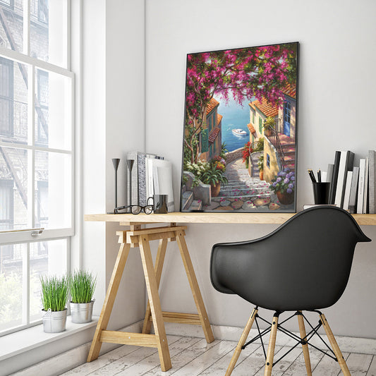 Coastal Town Path 30*40CM(Canvas) Full Round Drill Diamond Painting