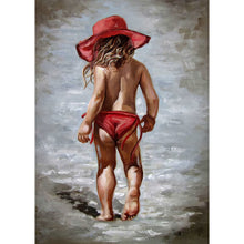 Load image into Gallery viewer, Round Diamond Painting - Full Round - Little girl in red dress (30*40cm)