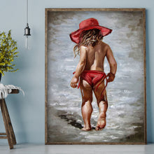 Load image into Gallery viewer, Round Diamond Painting - Full Round - Little girl in red dress (30*40cm)