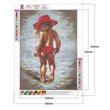 Load image into Gallery viewer, Round Diamond Painting - Full Round - Little girl in red dress (30*40cm)