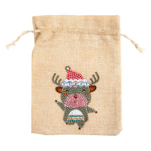 Load image into Gallery viewer, 4pcs Diamond Painting Christmas Linen Gift Bag Cartoon Home Decor