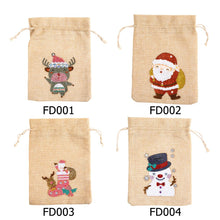Load image into Gallery viewer, 4pcs Diamond Painting Christmas Linen Gift Bag Cartoon Home Decor