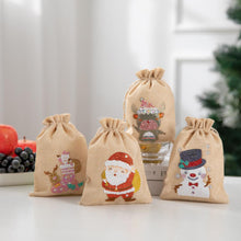 Load image into Gallery viewer, 4pcs Diamond Painting Christmas Linen Gift Bag Cartoon Home Decor