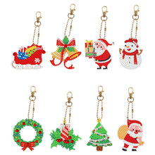 Load image into Gallery viewer, 8pcs DIY Acrylic Full Special Drill Diamond Christmas Keychain Kits