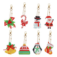 Load image into Gallery viewer, 8pcs DIY Acrylic Full Special Drill Diamond Christmas Keychain Kits