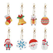 Load image into Gallery viewer, 8pcs DIY Acrylic Full Special Drill Diamond Christmas Keychain Kits