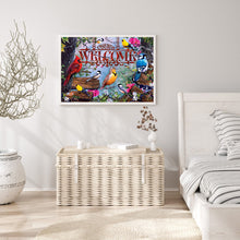 Load image into Gallery viewer, Diamond Painting - Full Round - welcome letter flower and bird illustration (40*30cm)