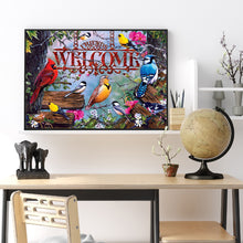 Load image into Gallery viewer, Diamond Painting - Full Round - welcome letter flower and bird illustration (40*30cm)