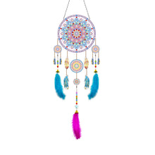 Load image into Gallery viewer, DIY Diamond Painting Dream Catcher Wind Chimes Kit Feather Hanging Craft