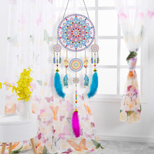 Load image into Gallery viewer, DIY Diamond Painting Dream Catcher Wind Chimes Kit Feather Hanging Craft