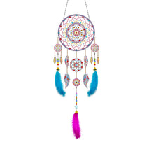 Load image into Gallery viewer, DIY Diamond Painting Dream Catcher Wind Chimes Kit Feather Hanging Craft