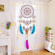 Load image into Gallery viewer, DIY Diamond Painting Dream Catcher Wind Chimes Kit Feather Hanging Craft