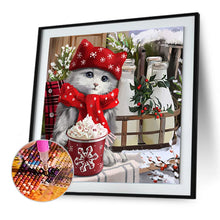 Load image into Gallery viewer, Diamond Painting - Full Round - Christmas kitten (30*30CM)