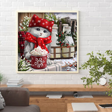 Load image into Gallery viewer, Diamond Painting - Full Round - Christmas kitten (30*30CM)