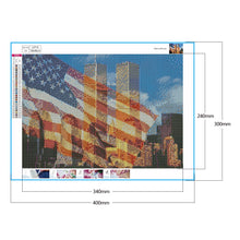 Load image into Gallery viewer, Diamond Painting - Full Round - National Flag Twin Towers (40*30CM)