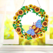 Load image into Gallery viewer, 5D DIY Diamond Painting Crystal Bee Wreath Art Door Hanging Decor
