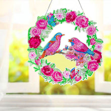 Load image into Gallery viewer, 5D DIY Diamond Painting Crystal Bird Wreath Art Door Hanging Decor