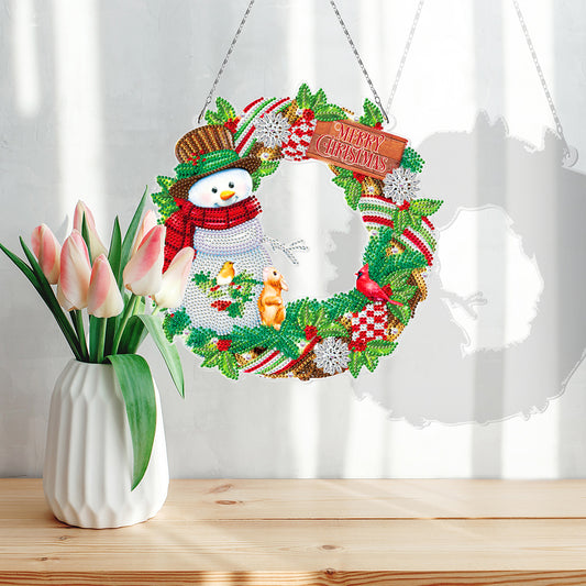 5D DIY Special Shaped Diamond Painting Xmas Wreath w/ Lamp String
